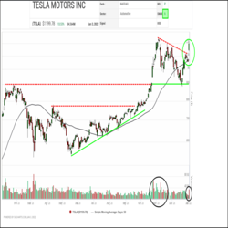 It has been a roller coaster ride for Tesla Motors (TSLA) shares over the last six months, but through these ups and downs, some very strong technical levels and patterns have emerged. The shares had weakened in December as founder Elon Musk sold some of his shares in a planned program, but roared back to life yesterday, popping 13.5% after the electric vehicle producer announced strong Q4 sales numbers.
